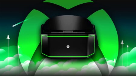 Un probabile visore per la VR di Microsoft con dietro il logo di Xbox