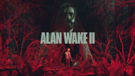 I due protagonisti di Alan Wake 2 con uno sfondo rosso
