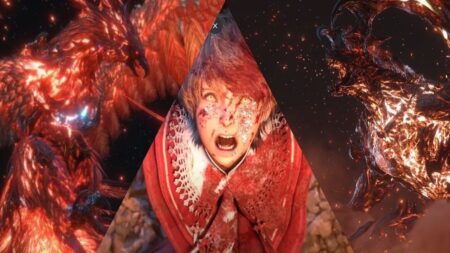 Fenice ed Ifrit ai fianchi con al centro Joshua di Final Fantasy 16