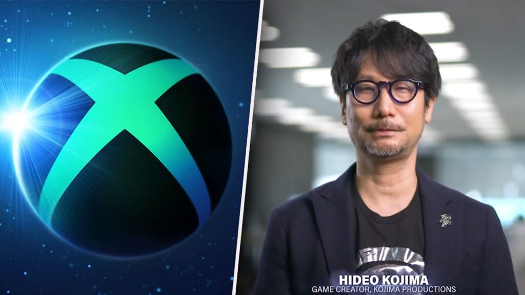 Il logo di Xbox con al fianco Hideo Kojima