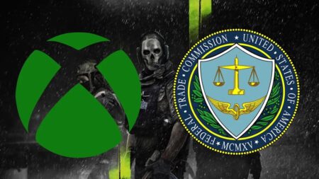 I loghi di Xbox ed FTC con dietro Ghost di Call of Duty