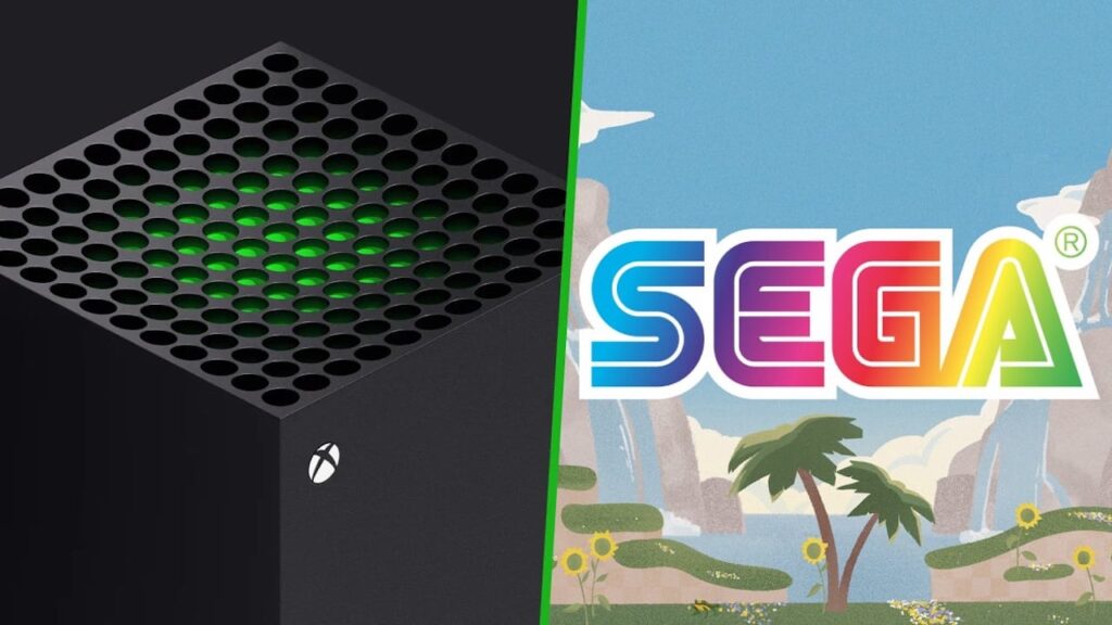 Una Xbox Series X con al fianco il logo di SEGA