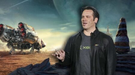 Phil Spencer con dietro uno sfondo di Starfield