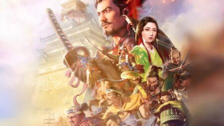 Signori feudali giapponesi in un quadro disegnato per la copertina di Nobunaga's Ambition