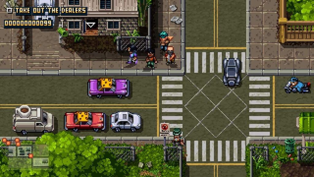 Shakedown Hawaii gameplay gioco in pixel art stile GTA, gang per le strade cittadine