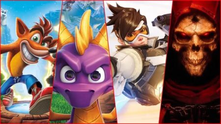 Alcuni giochi di Activision Blizzard sullo sfondo