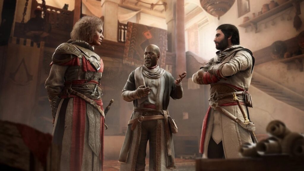 Tre assassini di Assissin's Creed Mirage in piedi