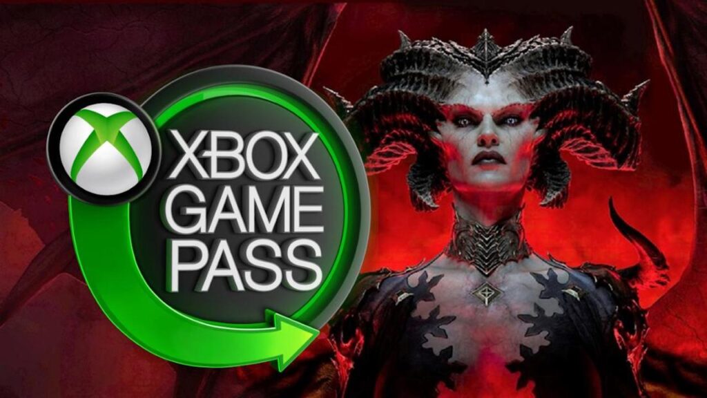 Lilith di Diablo 4 con al fianco il logo di Xbox Game Pass