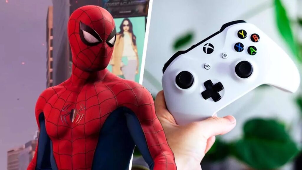 Spider-Man con al fianco un controller Xbox