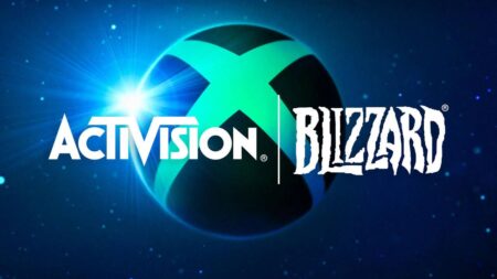 Il logo di Xbox sullo sfondo con in risalto quello di Activision Blizzard
