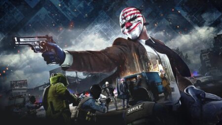 Il protagonista di Payday 3 mentre impugna una pistola