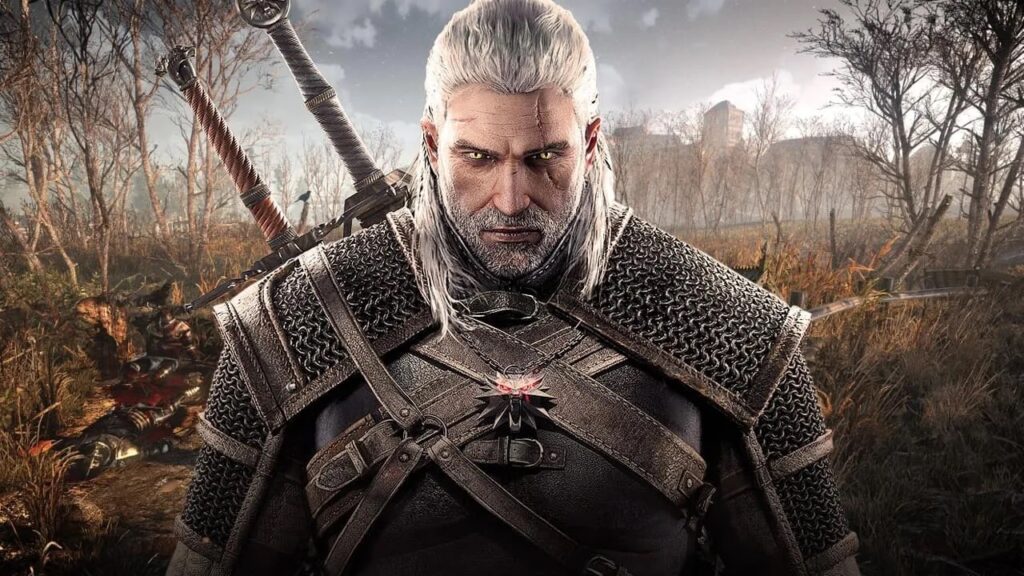 Geralt di The Witcher 3 in primo piano
