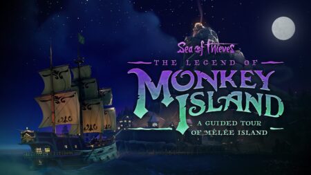 Sea of Thieves: The Legend of Monkey Island è ora disponibile su Xbox e PC Il logo di Sea of Thieves: The Legend of Monkey Island con sullo sfondo una nave
