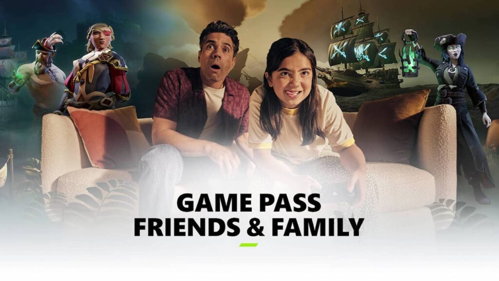 Due giocatori con sotto il logo di Game Pass Friends & Family