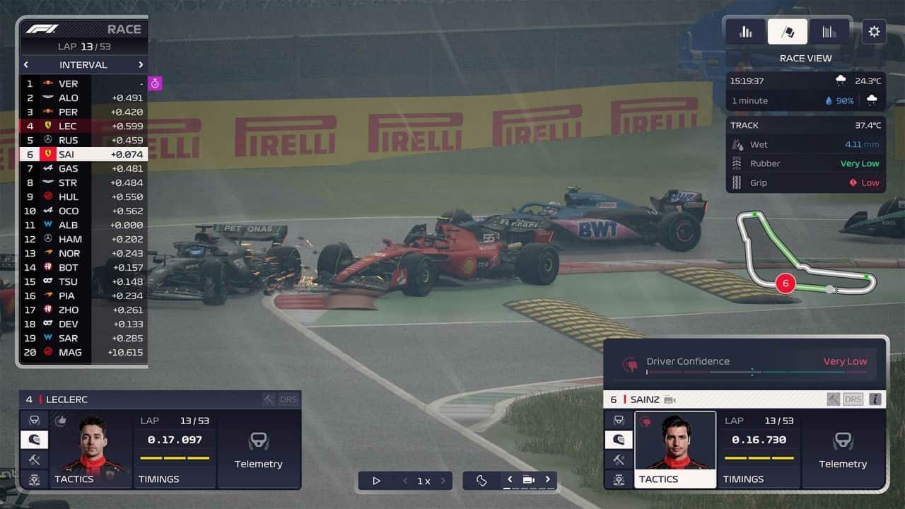 Visuale del Gran Premio di Monza con Sainz che taglia la prima curva