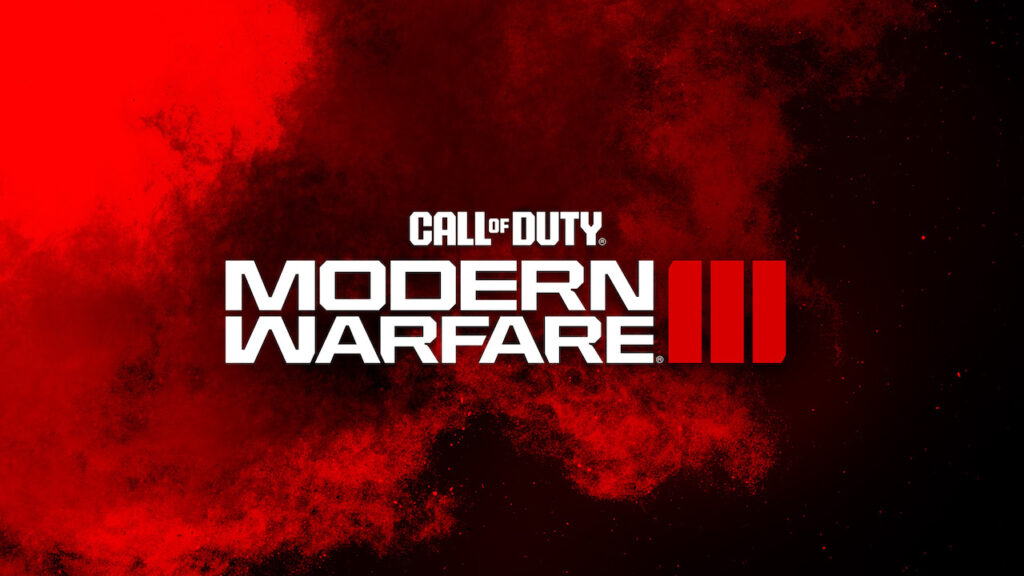 Il logo di Call of Duty: Modern Warfare 3 su uno sfondo rosso