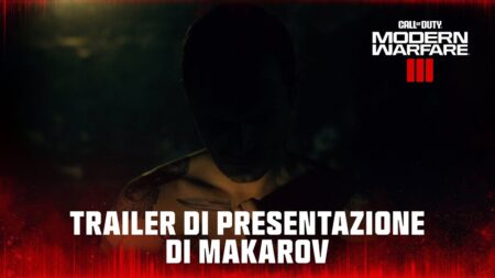 Makarov di Call of Duty: Modern Warfare 3 con il logo del trailer di presentazione