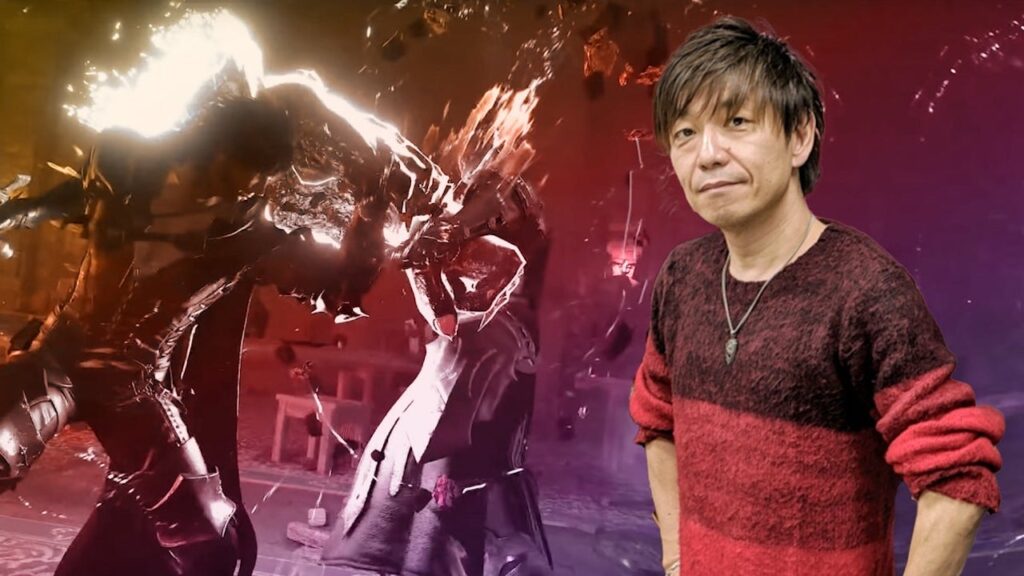 Naoki Yoshida con al fianco Clive di Final Fantasy 16