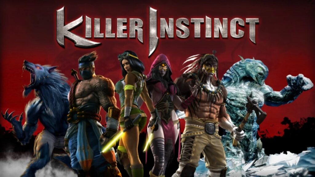 Il logo di Killer Instinct in primo piano con dei personaggi sullo sfondo