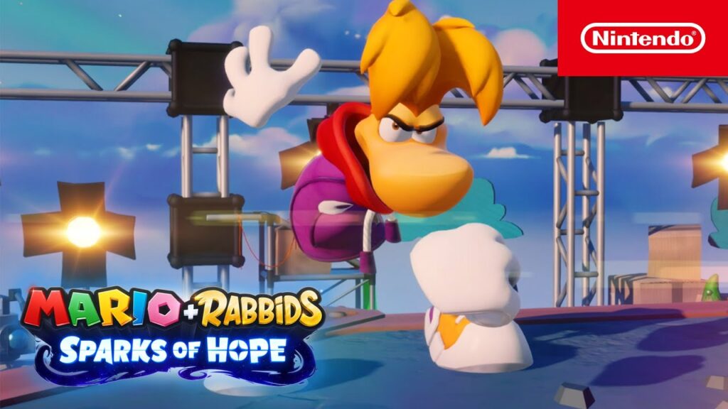 Rayman in primo piano di Mario + Rabbids Sparks of Hope: Rayman in the Phantom Show