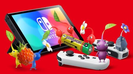 Una Nintendo Switch con i Pikmin di Pikmin 4