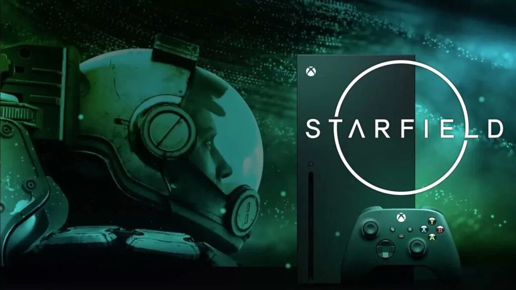 La protagonista di Starfield con al fianco una Xbox Series X