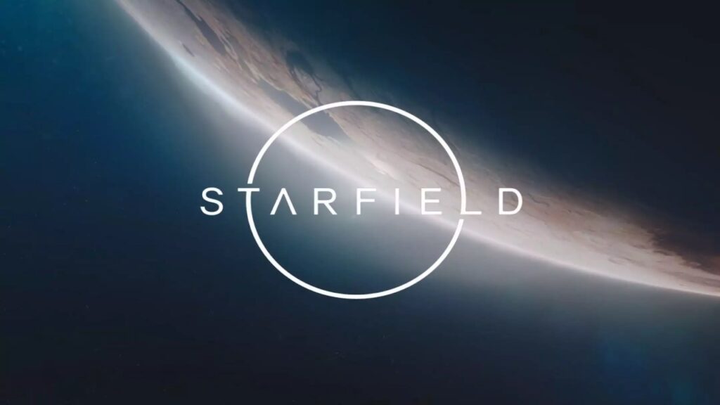 Il logo di Starfield con un pianeta sullo sfondo