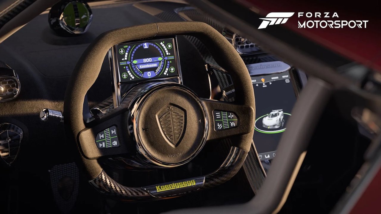 il dettaglio di un volante in Forza Motorsport