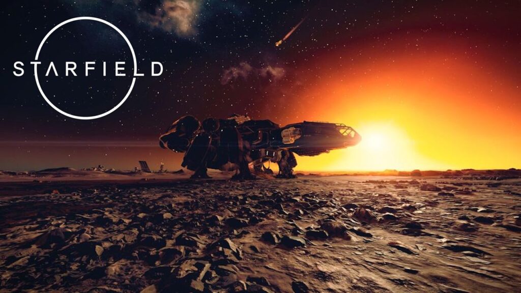 Starfield su un pianeta al tramonto