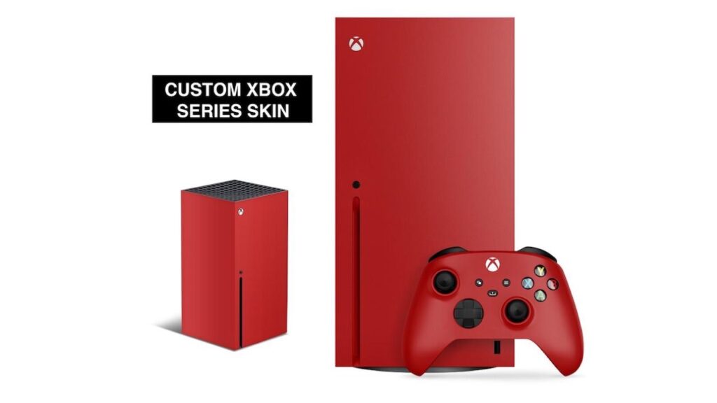 xbox series x di colore rosso e controller xbox di colore rosso