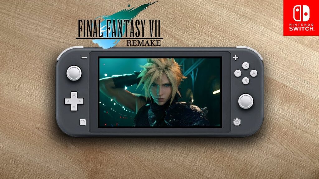 Una Nintendo Switch con dentro Cloud di Final Fantasy 7 Remake