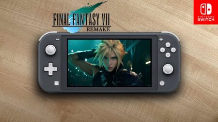 Una Nintendo Switch con dentro Cloud di Final Fantasy 7 Remake