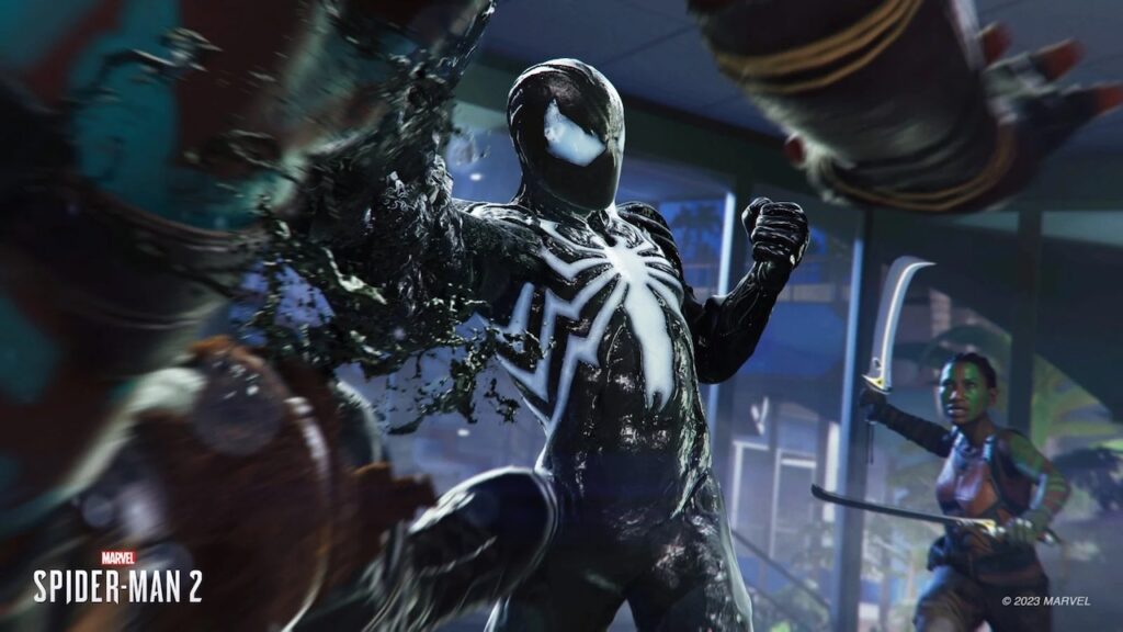 Peter Parker in modalità simbionte in Marvel's Spider-Man 2