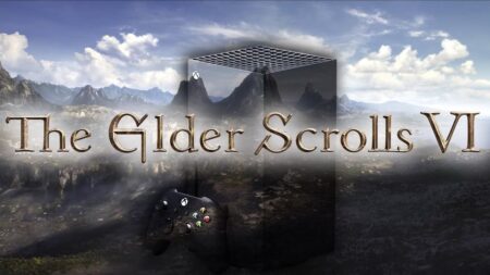 Una Xbox Series X trasparente con in risalto il logo di The Elder Scrolls 6