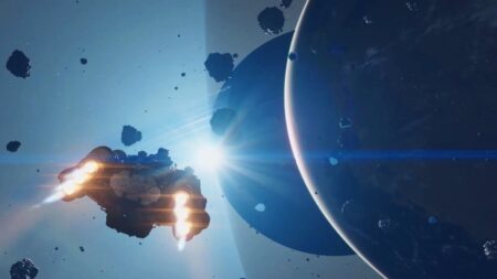 Starfield: è possibile viaggiare tra i pianeti senza usare la mappa, ecco come Un'astronave di Starfield mentre viaggia verso un Pianeta