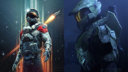 Il protagonista di Starfield con al fianco Master Chief di Halo