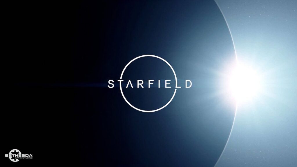 Il logo di Starfield con dietro un Pianeta