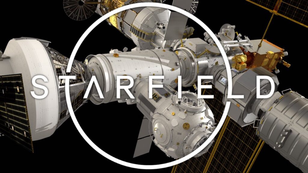 stazione spaziale con logo starfield