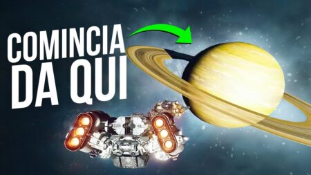 L'astronave di Starfield con sullo sfondo un pianeta