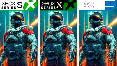 Starfield, video confronta le versioni Xbox Series X|S e PC The personaggi di Starfield con i loghi di Xbox Series X|S e PC