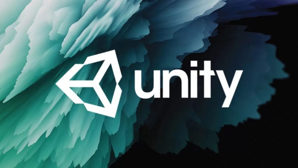 Il logo di Unity con uno sfondo colorato