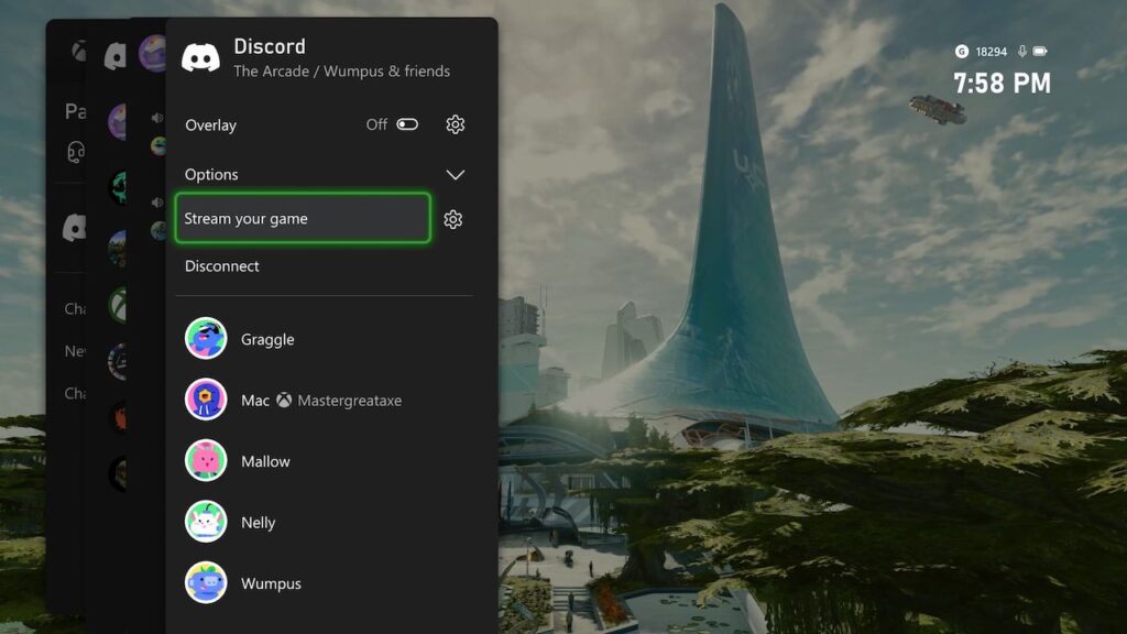 La schermata Xbox dell'aggiornamento di Settembre 2023 con dietro Starfield