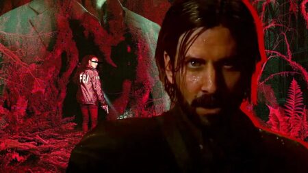 Alan Wake 2 con dietro Saga Anderson