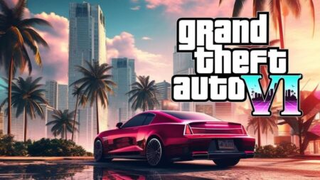 Il logo di GTA 6 con un'auto in basso