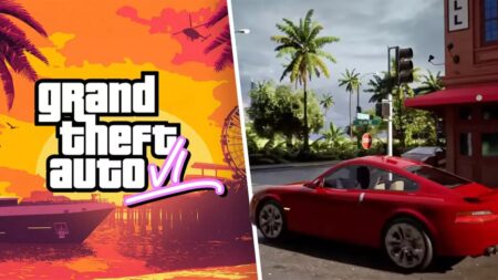 Il logo di GTA 6 con al fianco un'auto