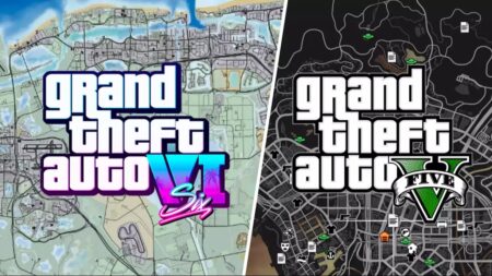 La presunta mappa di GTA 6 con al fianco quella di GTA 5