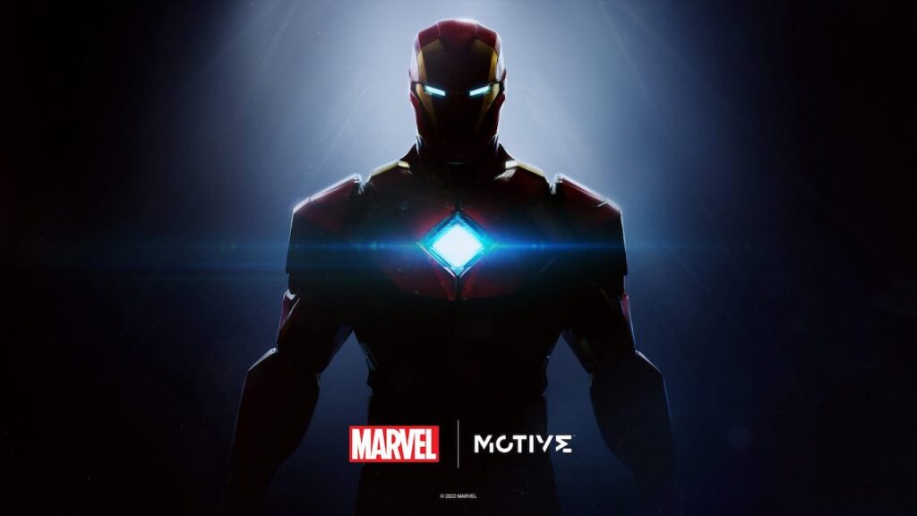 Il protagonista di Iron-Man con il logo i EA Motive e Marvel