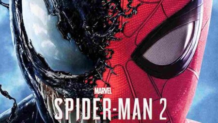 L'Uomo Ragno con il logo di Marvel's Spider-Man 2