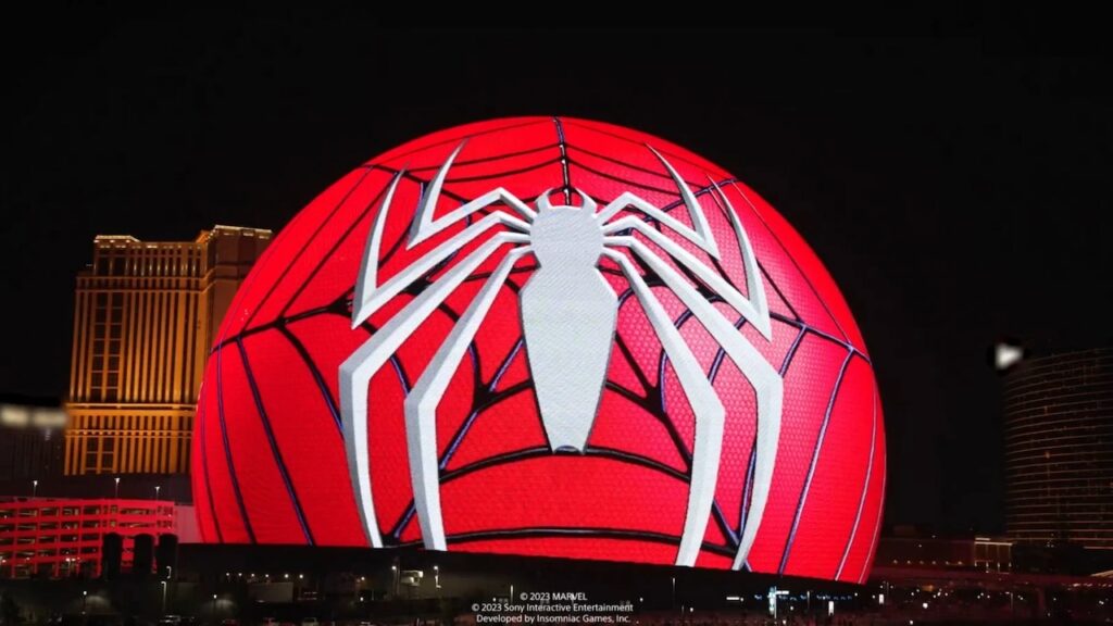 The Sphere con sopra il logo di Marvel's Spider-Man 2