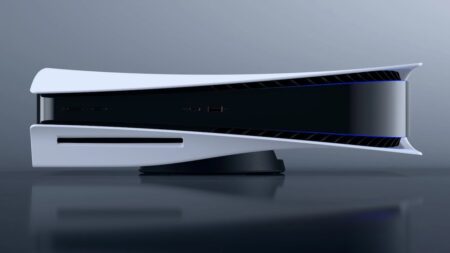Una PS5 in orizzontale